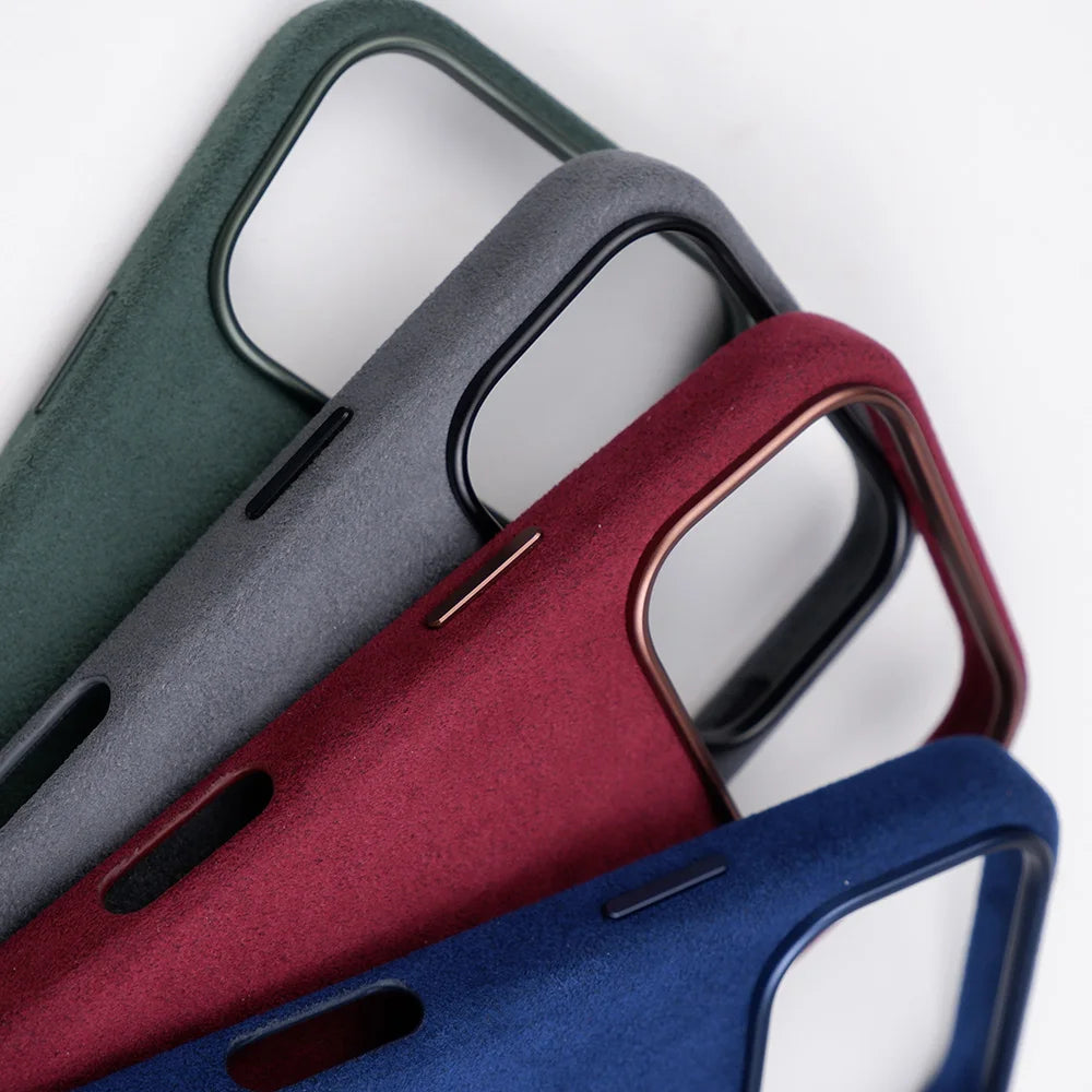 Italian Alcantara Material Leather Phone Case With Strong Magnetic Suitable for iPhone 18 17 16 Pro Max