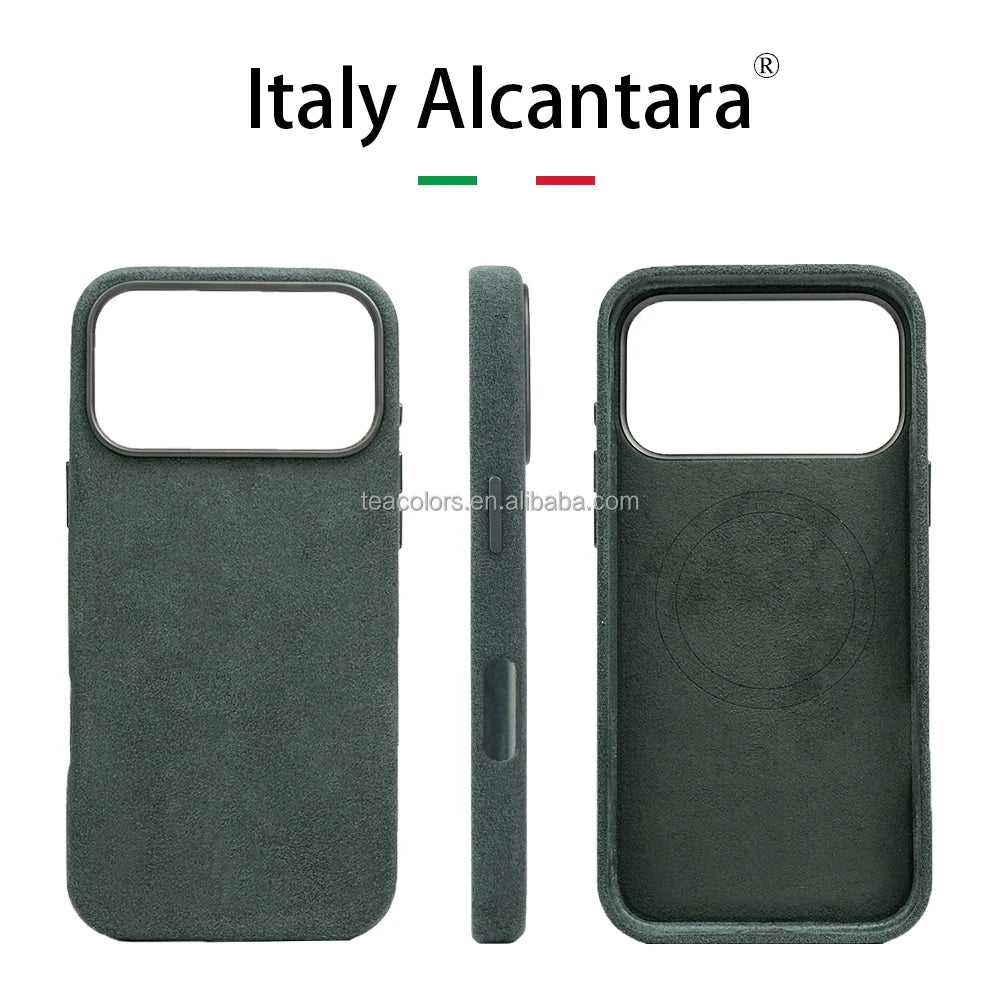 Italian Alcantara Material Leather Phone Case With Strong Magnetic Suitable for iPhone 18 17 16 Pro Max