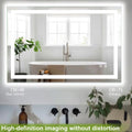 Stock in US Defogger Rectangle Wall Backlit Touch Sensor Switch Frameless Tempered Led Bathroom Mirror With Light for Bathroom