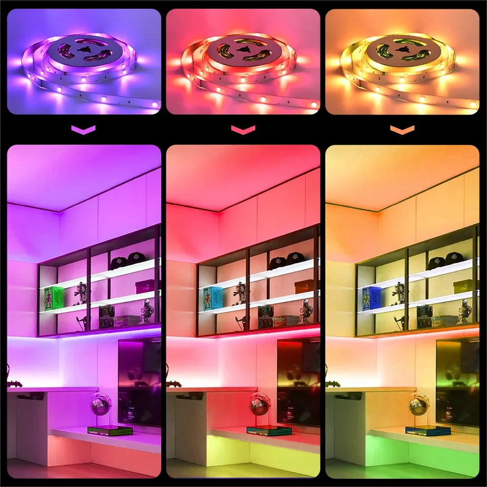 100ft 24V-12D-30M Meter 2835RGB Red Green Blue Colour Daybetter App Control Smart LED Strip Light for Home Bedroom