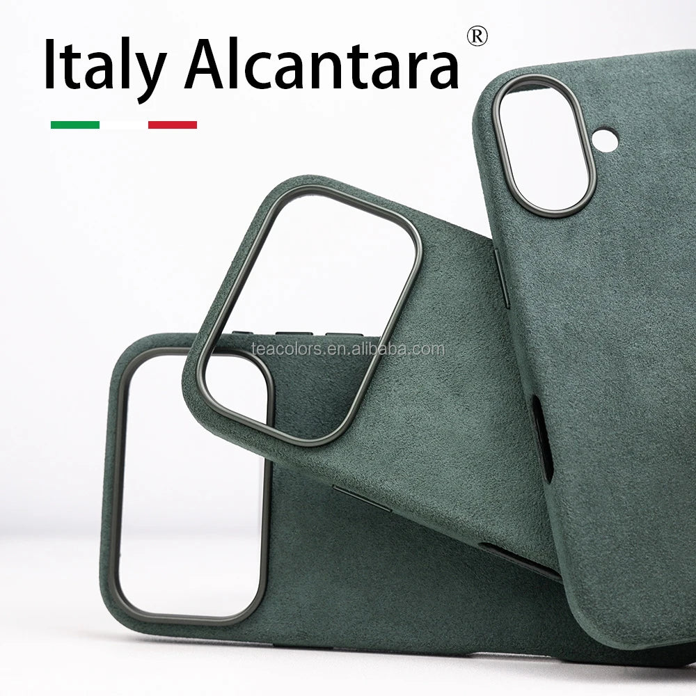 Italian Alcantara Material Leather Phone Case With Strong Magnetic Suitable for iPhone 18 17 16 Pro Max