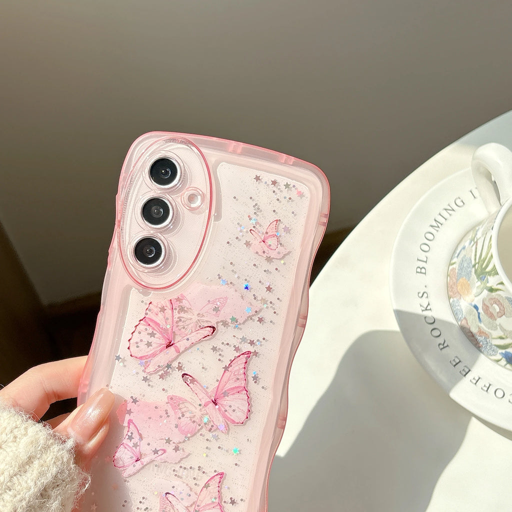 Glitter Stars Butterfly Clear High Quality Shockproof Phone Case for for A56 A36 A26 A16 A06 A05 A15 A25 A55 5G Soft TPU