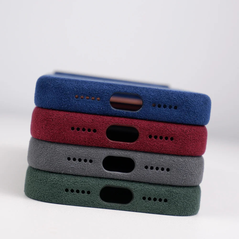 Italian Alcantara Material Leather Phone Case With Strong Magnetic Suitable for iPhone 18 17 16 Pro Max