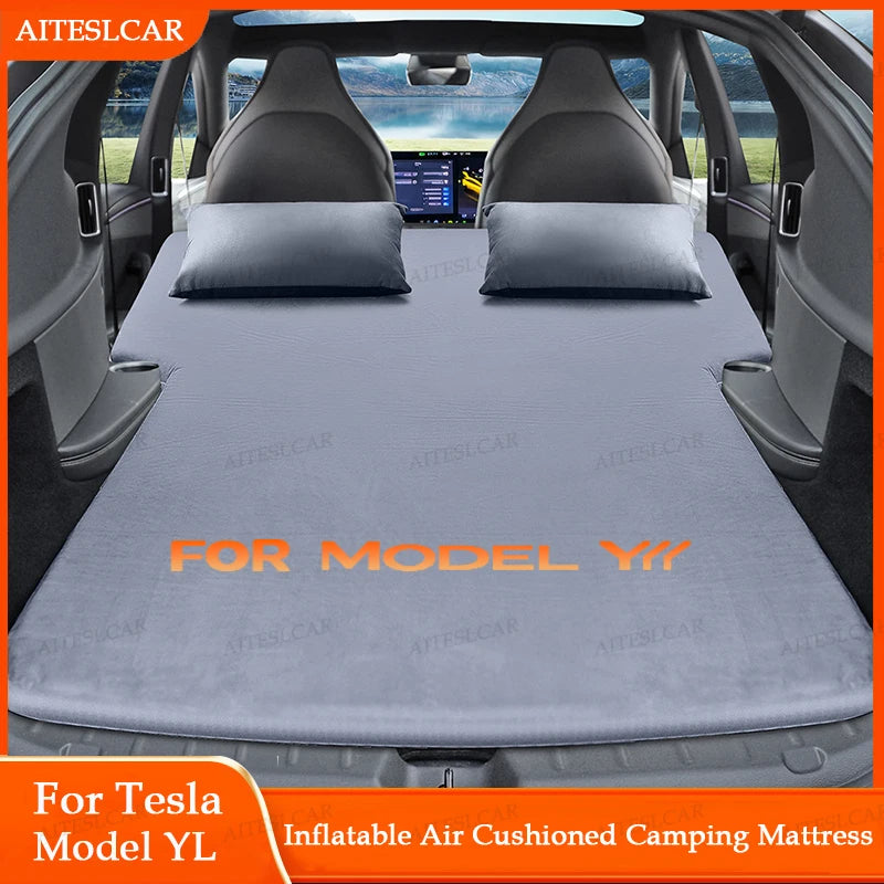 For Tesla Model YL Launch2026 Inflatable Air Mattress Outdoor Camping Inflatable Special Suede Fabric Car Travel Bed Accessories