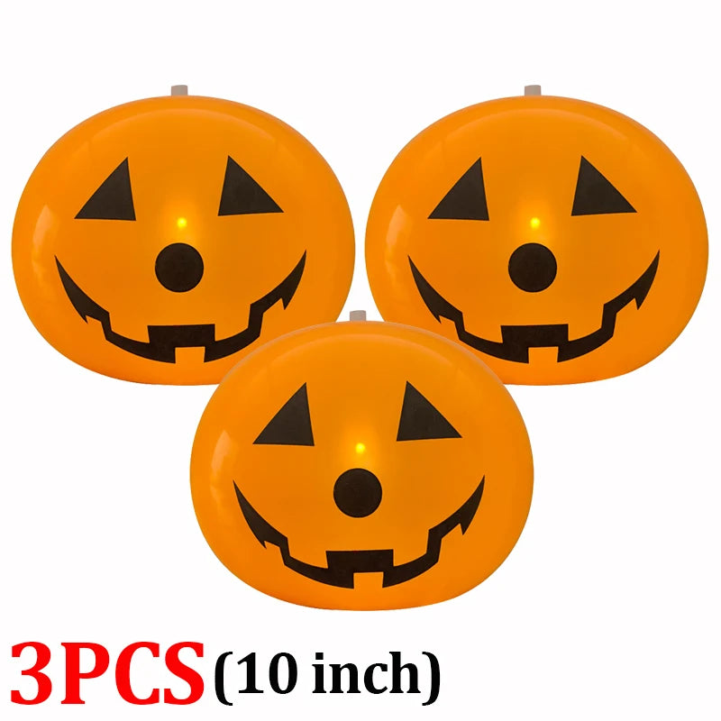 6/1pcs 10inch Halloween Pumpkin Ghost Latex Balloons LED Light Kids Baloons Toys  Helloween Birthday Party Decor Supplies