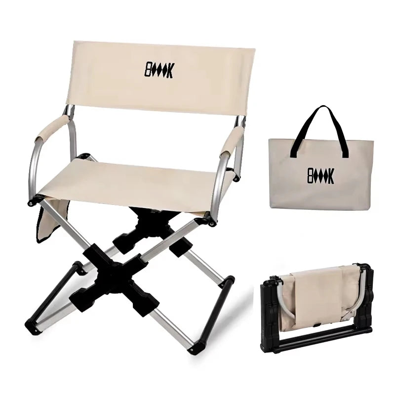 Outdoor Foldable Director's Chair Camping Beach Fishing Chair Aluminum Alloy Travel Hiking Picnic Seat Travel Furniture