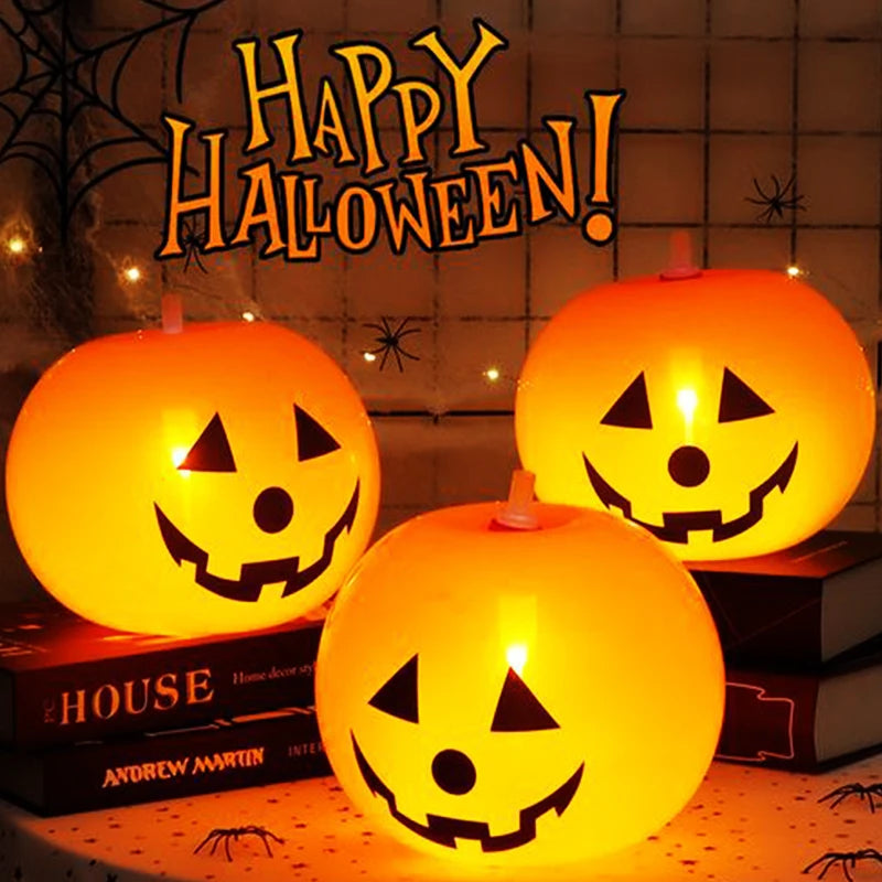 6/1pcs 10inch Halloween Pumpkin Ghost Latex Balloons LED Light Kids Baloons Toys  Helloween Birthday Party Decor Supplies