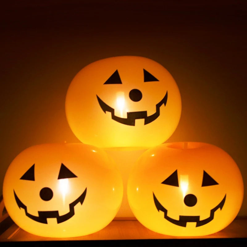6/1pcs 10inch Halloween Pumpkin Ghost Latex Balloons LED Light Kids Baloons Toys  Helloween Birthday Party Decor Supplies
